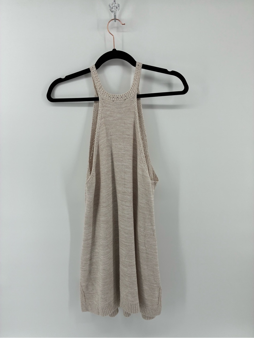 Dynamite Beige Knit Mini Dress Halter Crochet - Picture 7 of 10